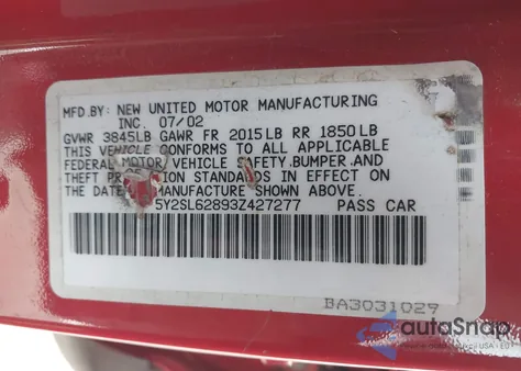 2003 Pontiac Vibe из США, поврежденный, VIN 5Y2SL62893Z427277